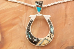 Calvin Begay Night Sky Sterling Silver Horseshoe Pendant